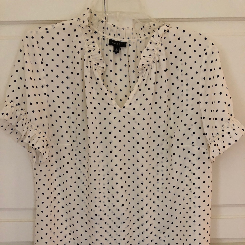 Talbots polka dot top- cream and black